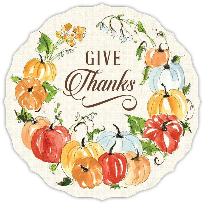 GIVE THANKS HANDPAINTED PUMPKIN WREATH POSH DIE-CUT PLACEMAT