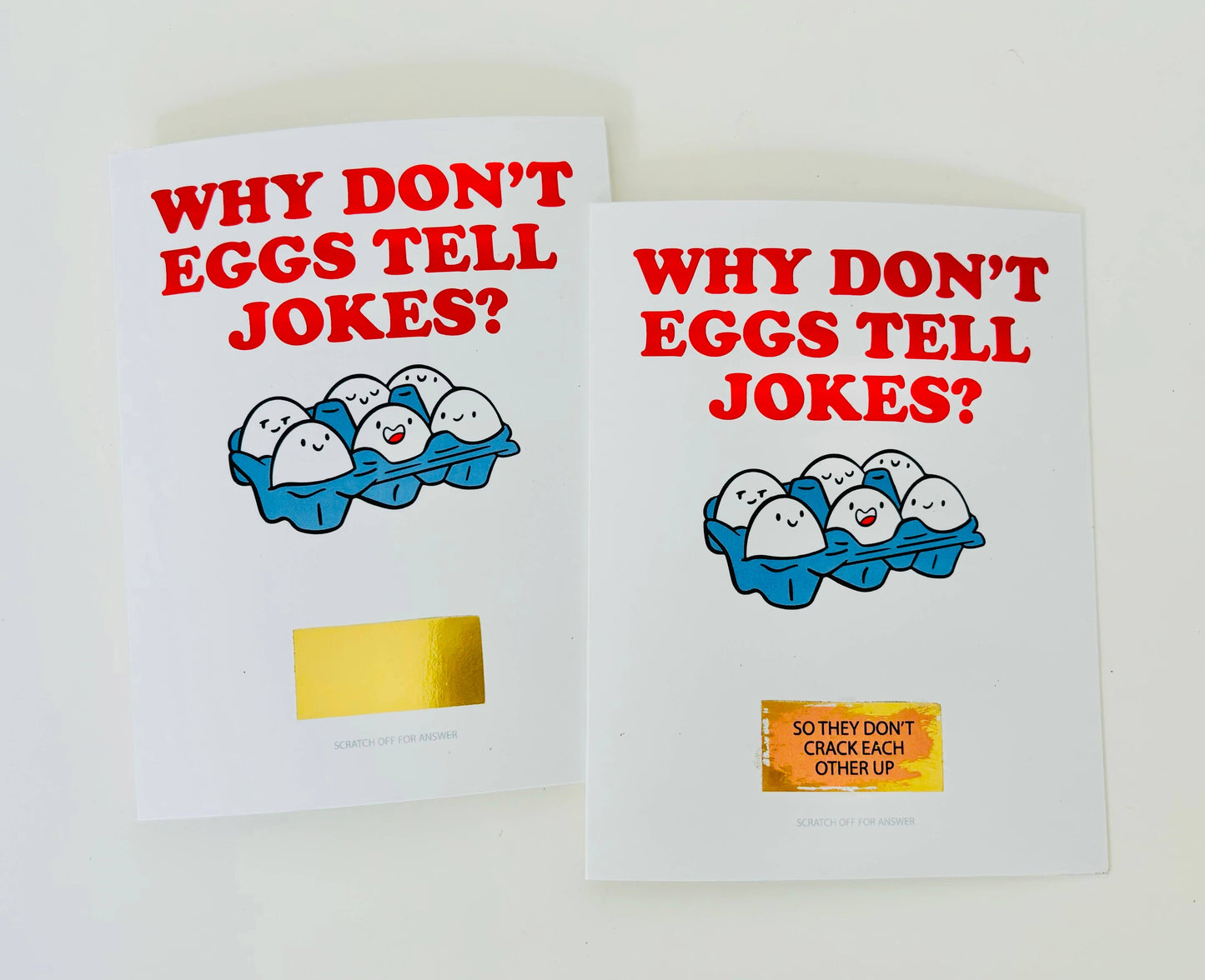 Why Dont Eggs Tells Joke? Scratch-Off Joke Camp Card