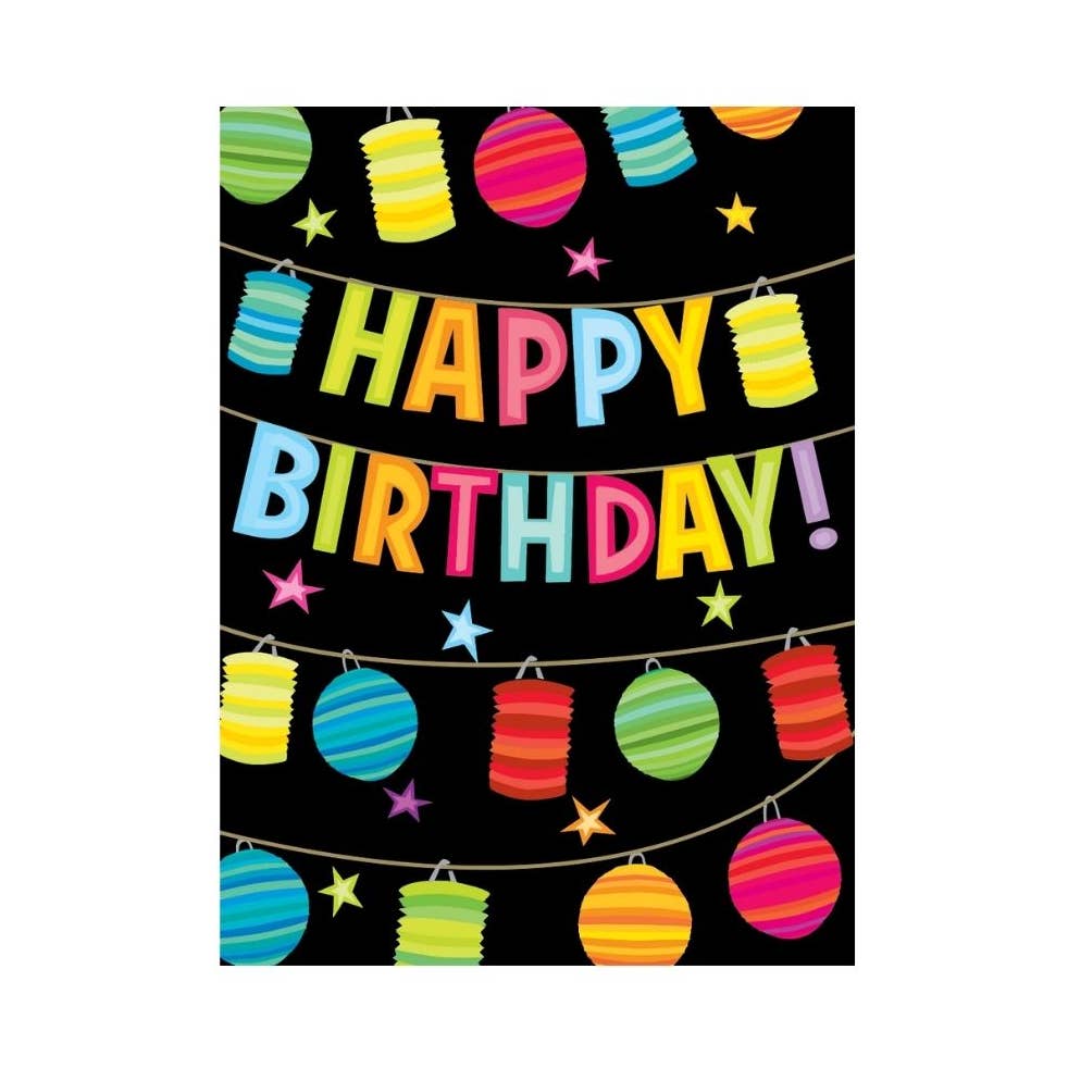 Happy Birthday Lanterns Celebration Greeting Card