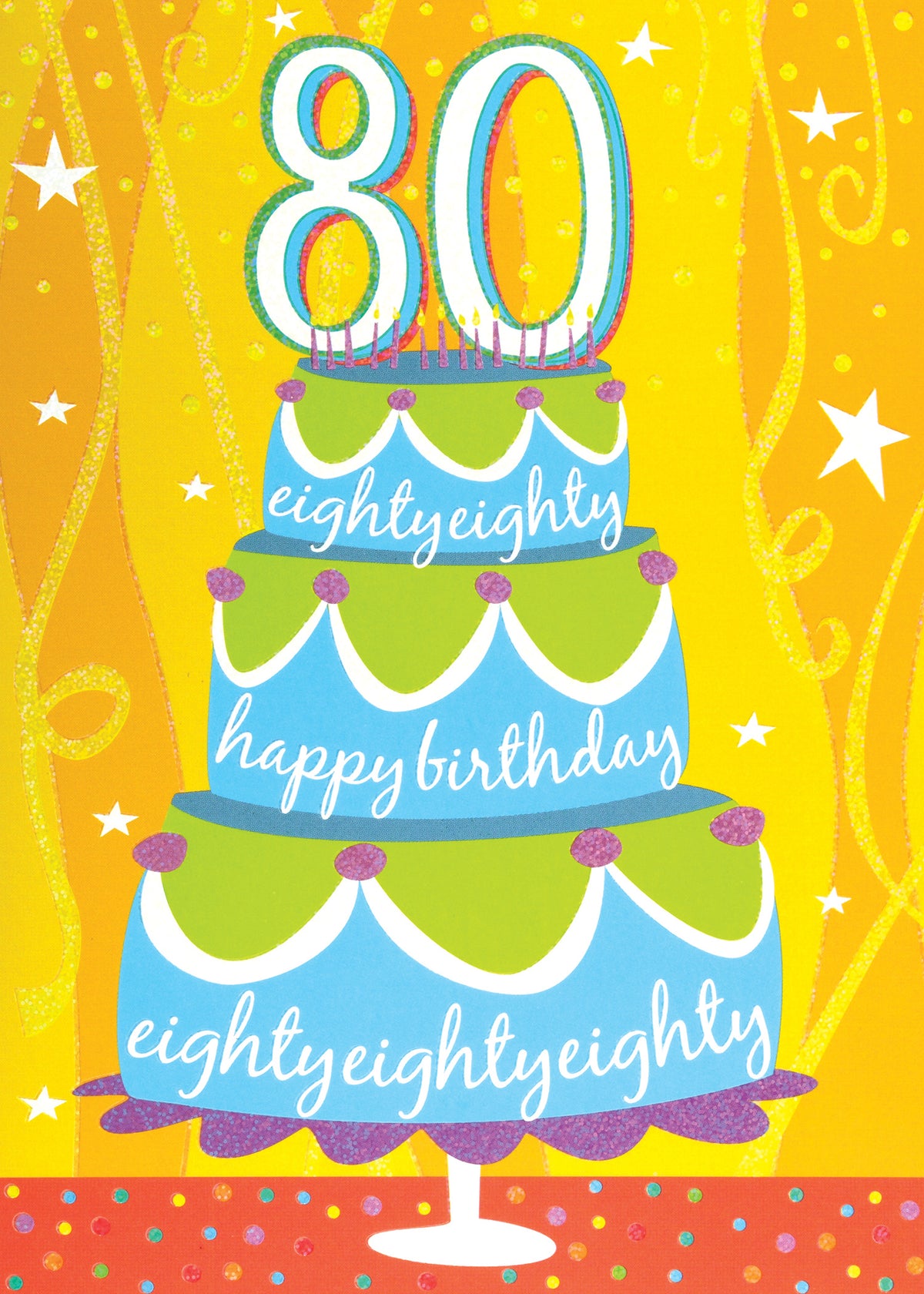 80 Birthday Cake Greeting Card