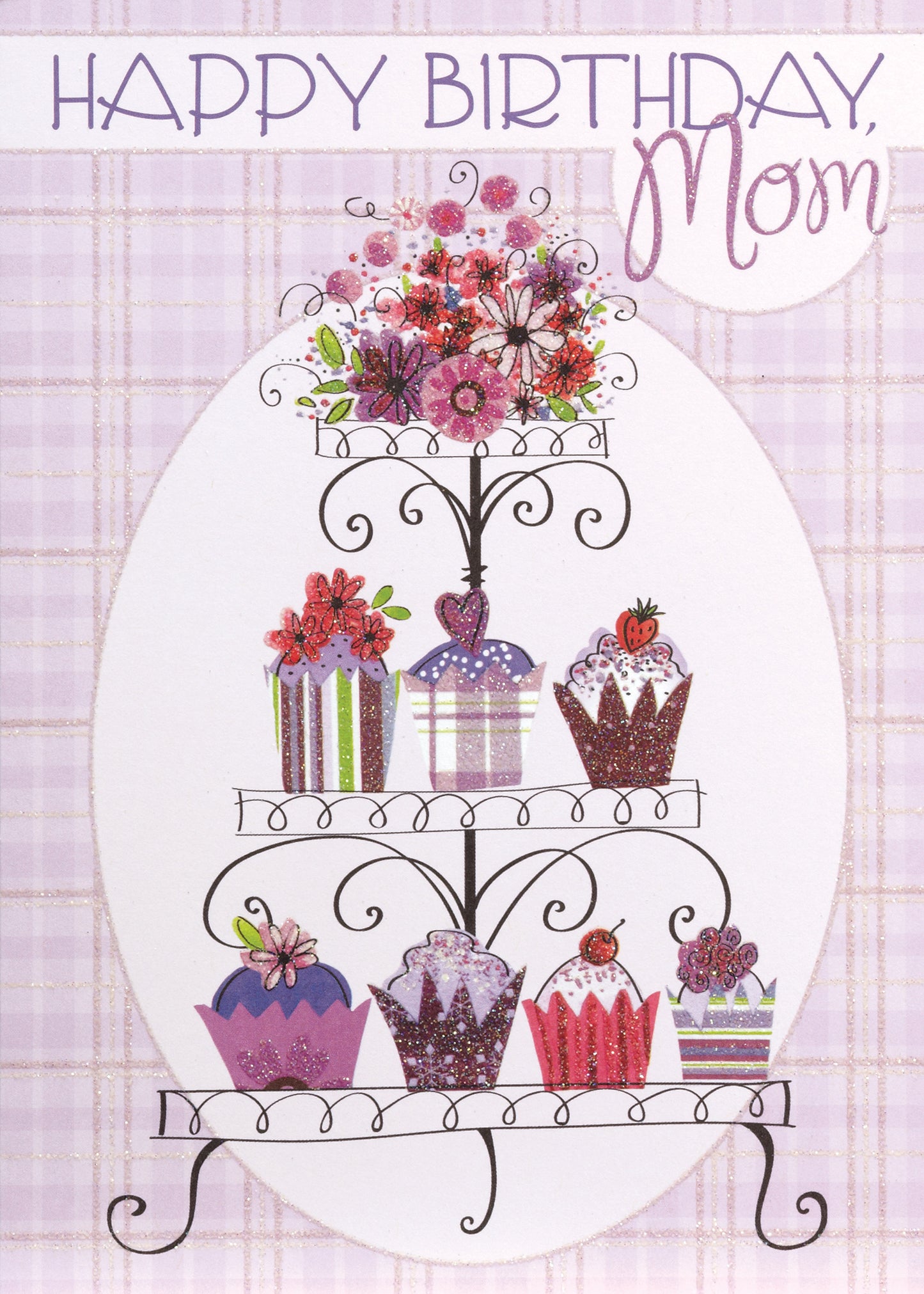 Pedestal Cupcakes and Flowers Greeting Card