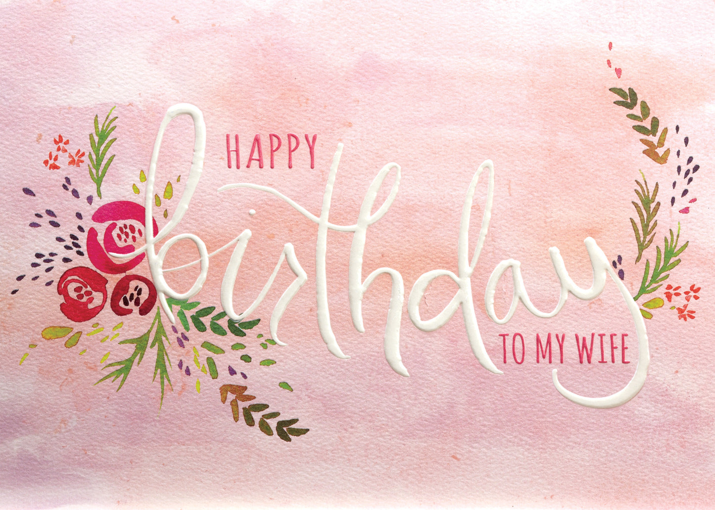 Birthday Script in Wreath Greeting Card
