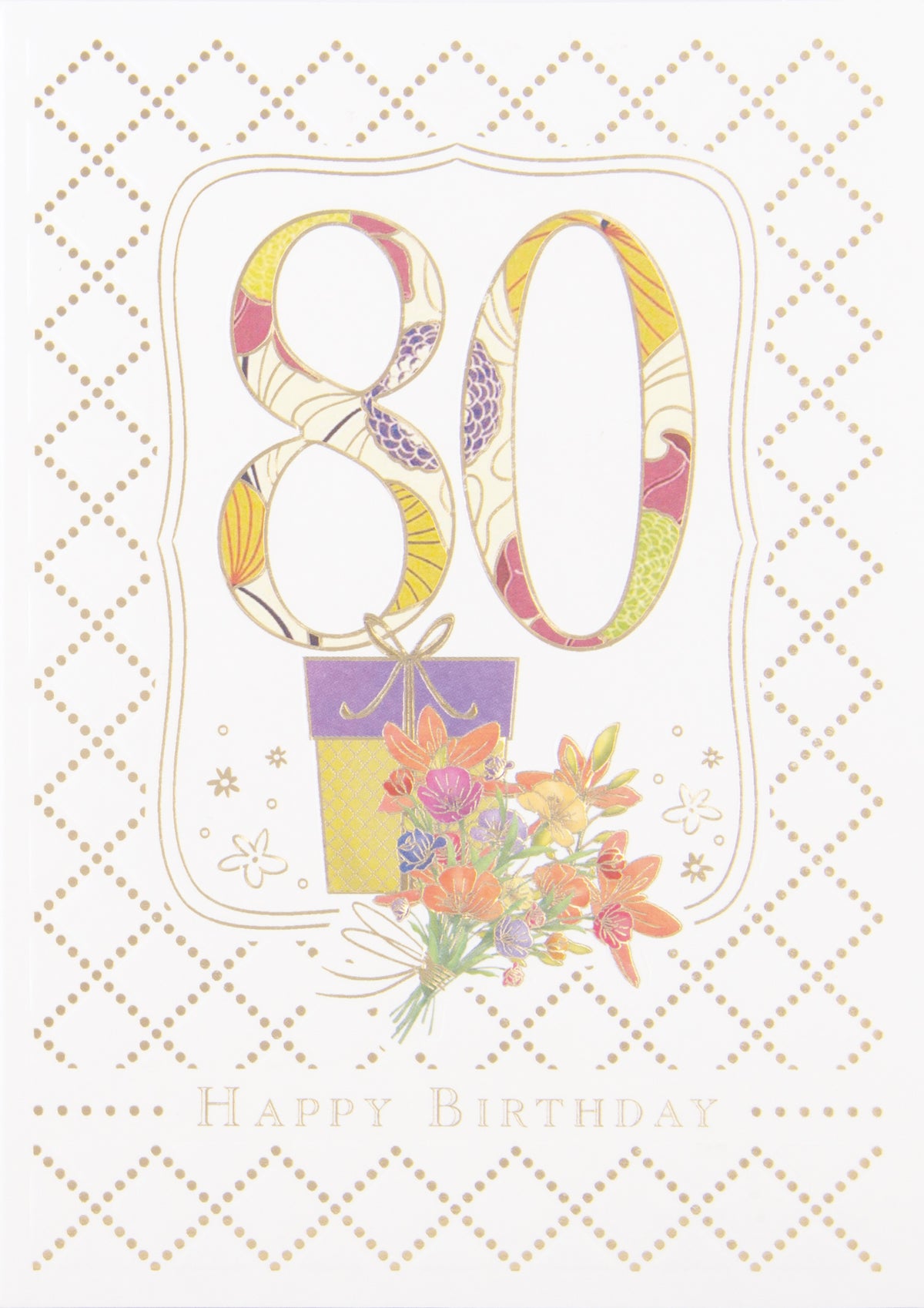Big 80 a Present and Flowers Greeting Card