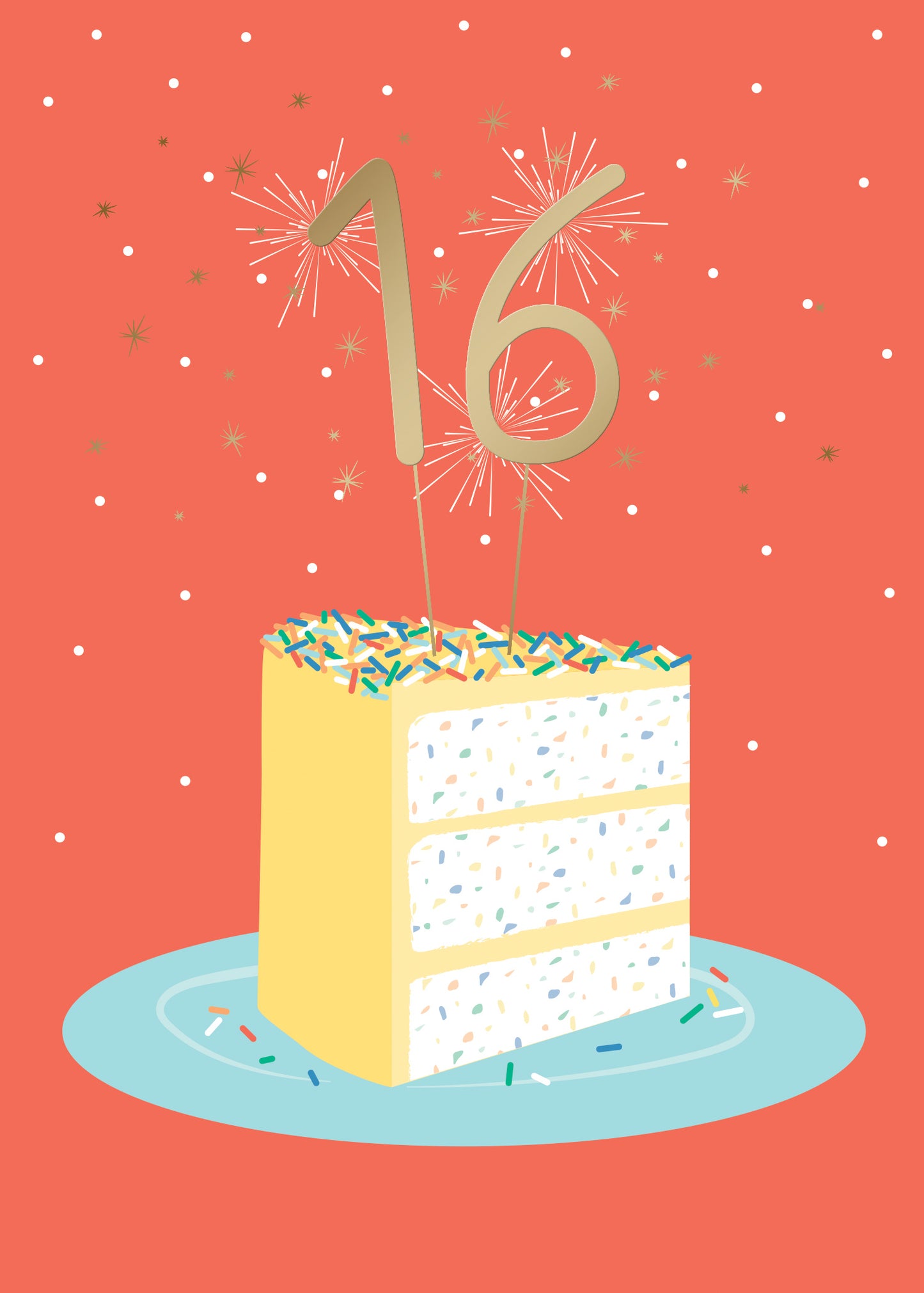 16 on a Cake Greeting Card