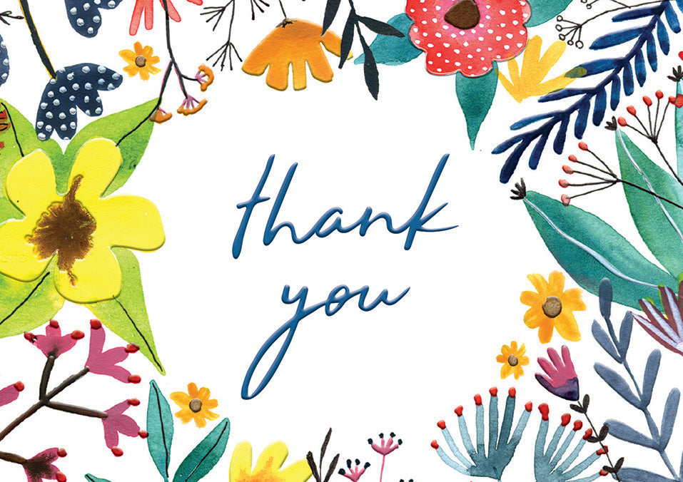 Colorful Floral Thank You Greeting Card