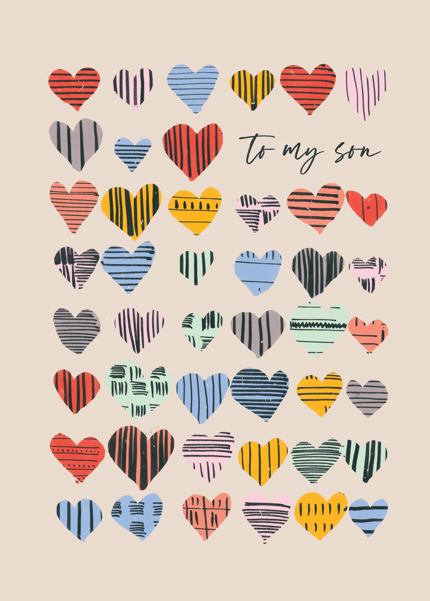 Son Patterned Hearts Greeting Card