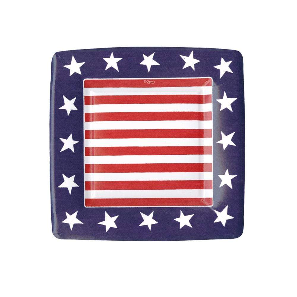Red White And Blue Sq Salad/Dessert Plates Square