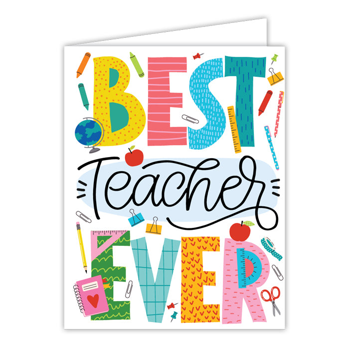 Best Teacher Ever School Supplies Greeting Card