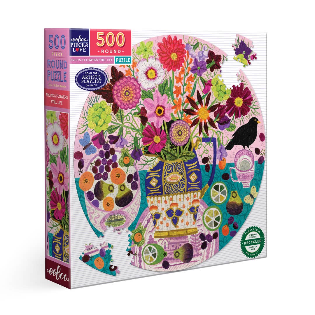 Fruits & Flowers Still Life 500 Piece Round Puzzle