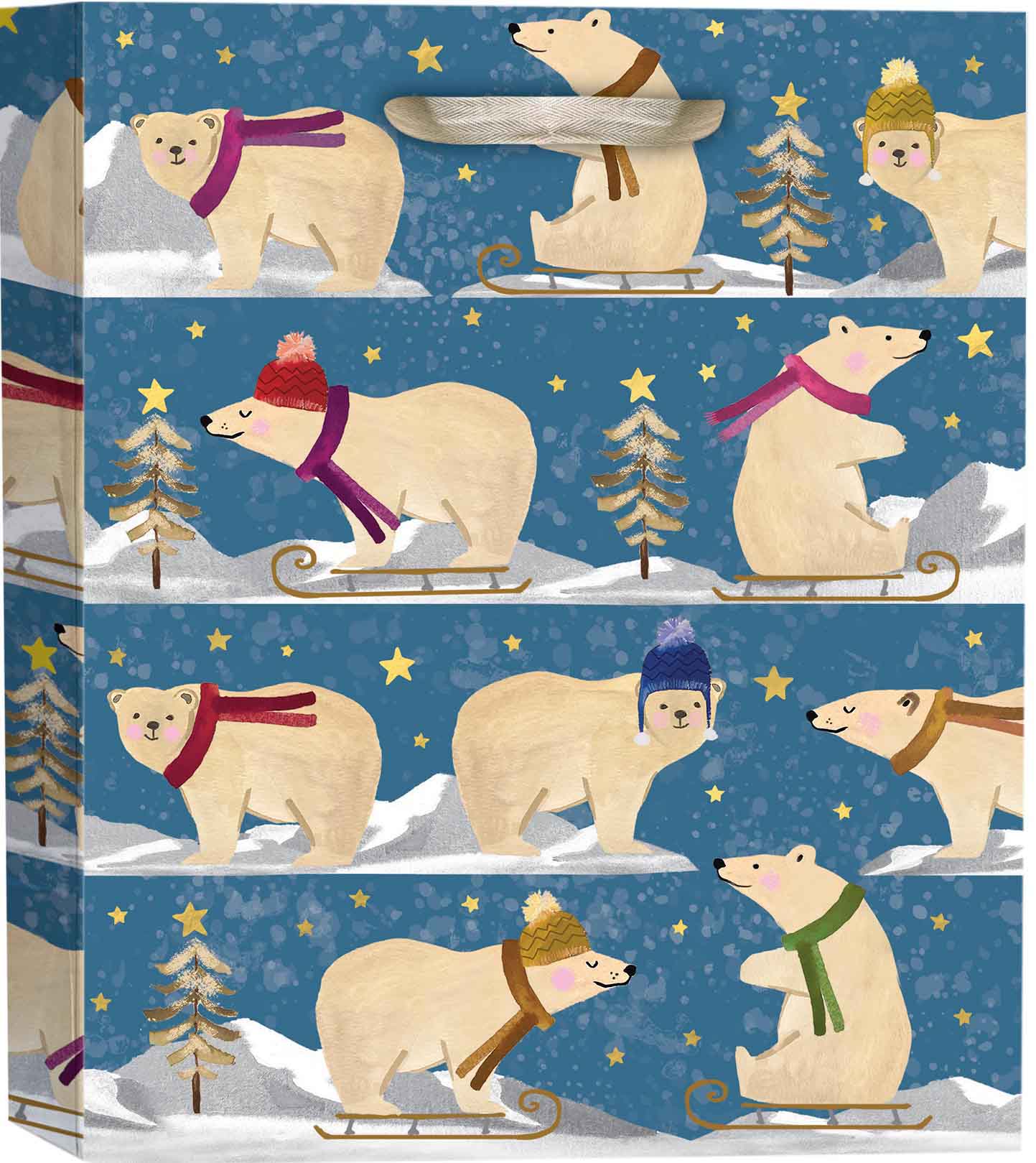 Polar Bear Playtime Small Square Tote Bag