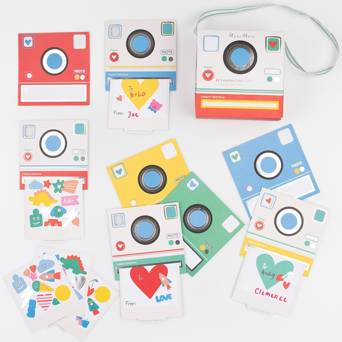 Instant Camera Kids Valentine's Cards & Stickers Set (x 24)
