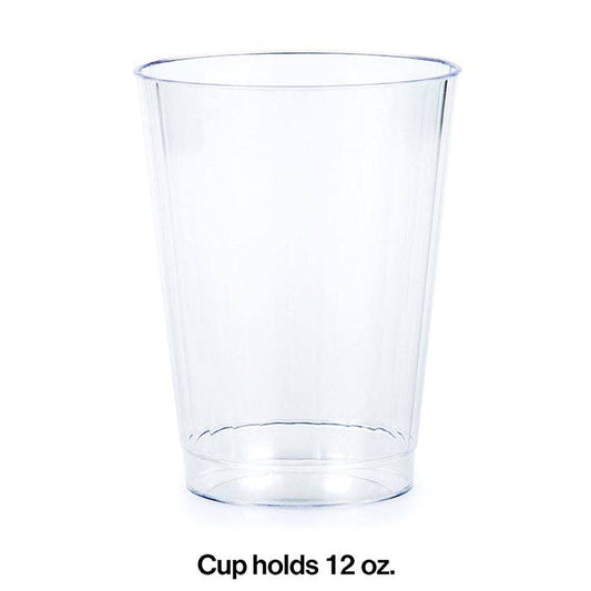 Clear 12 oz Plastic Tumblers, 8/Pkg