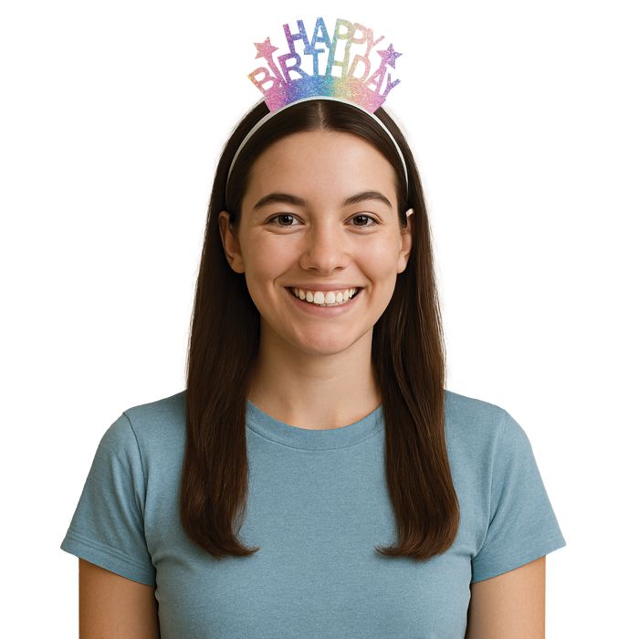 Glittered Happy Birthday Headband