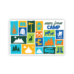 Hello From Camp Icons Green and Blue Camp Postcards