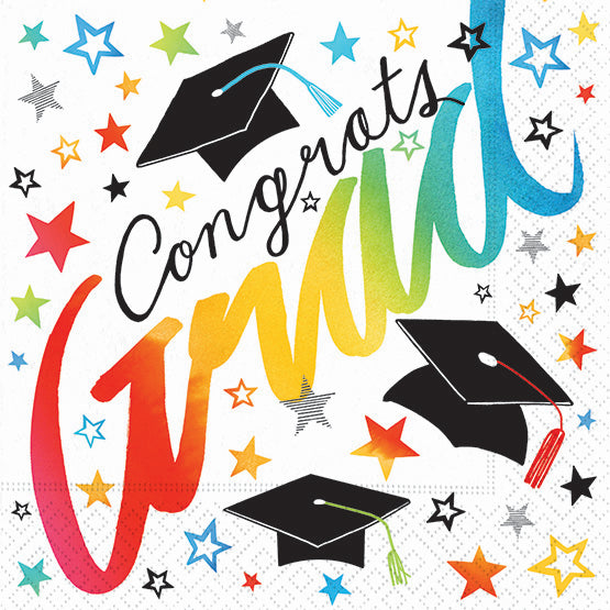 Rainbow Stars Graduation Luncheon Napkin