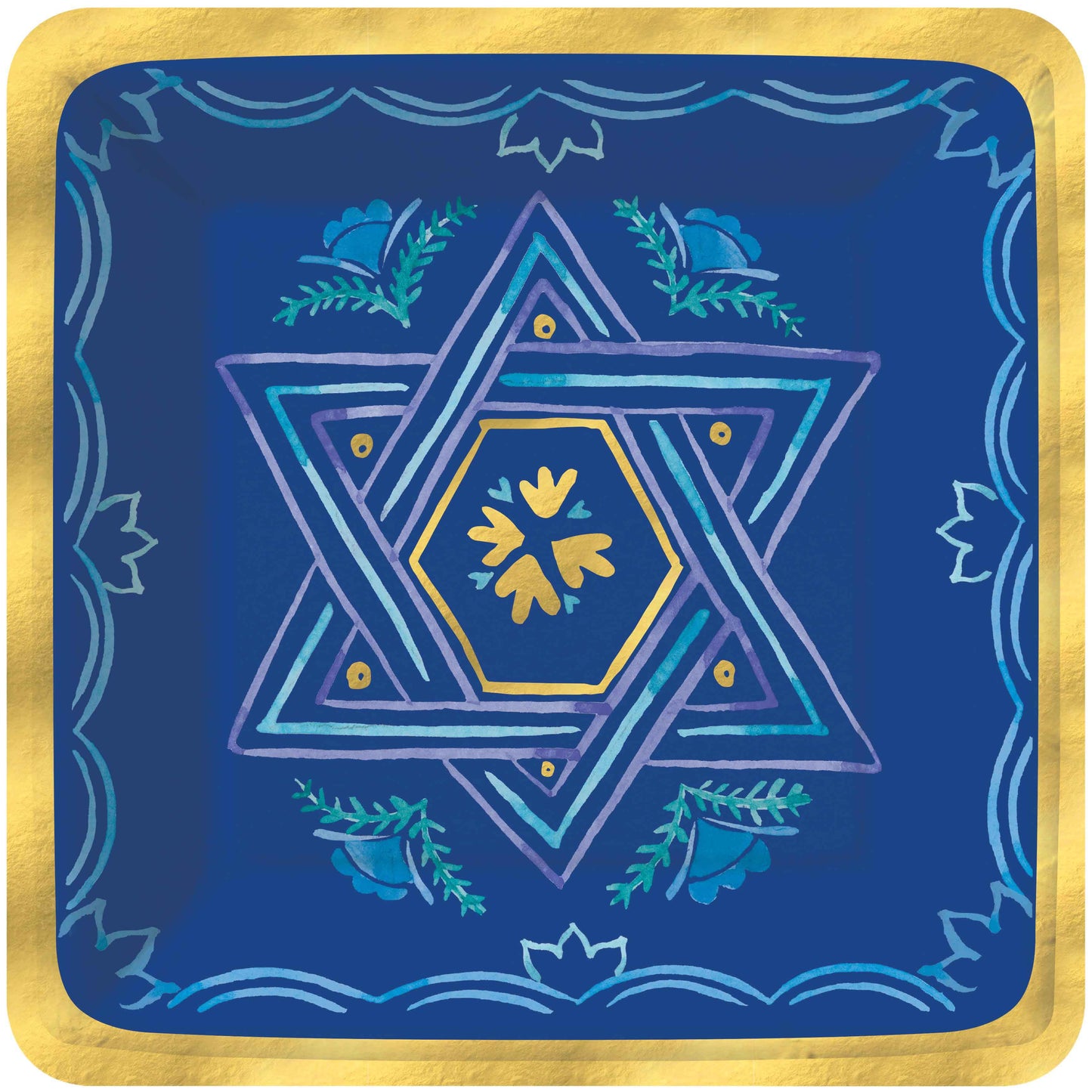 Elegant Hanukkah-Vibrant Paper Dinner Plate