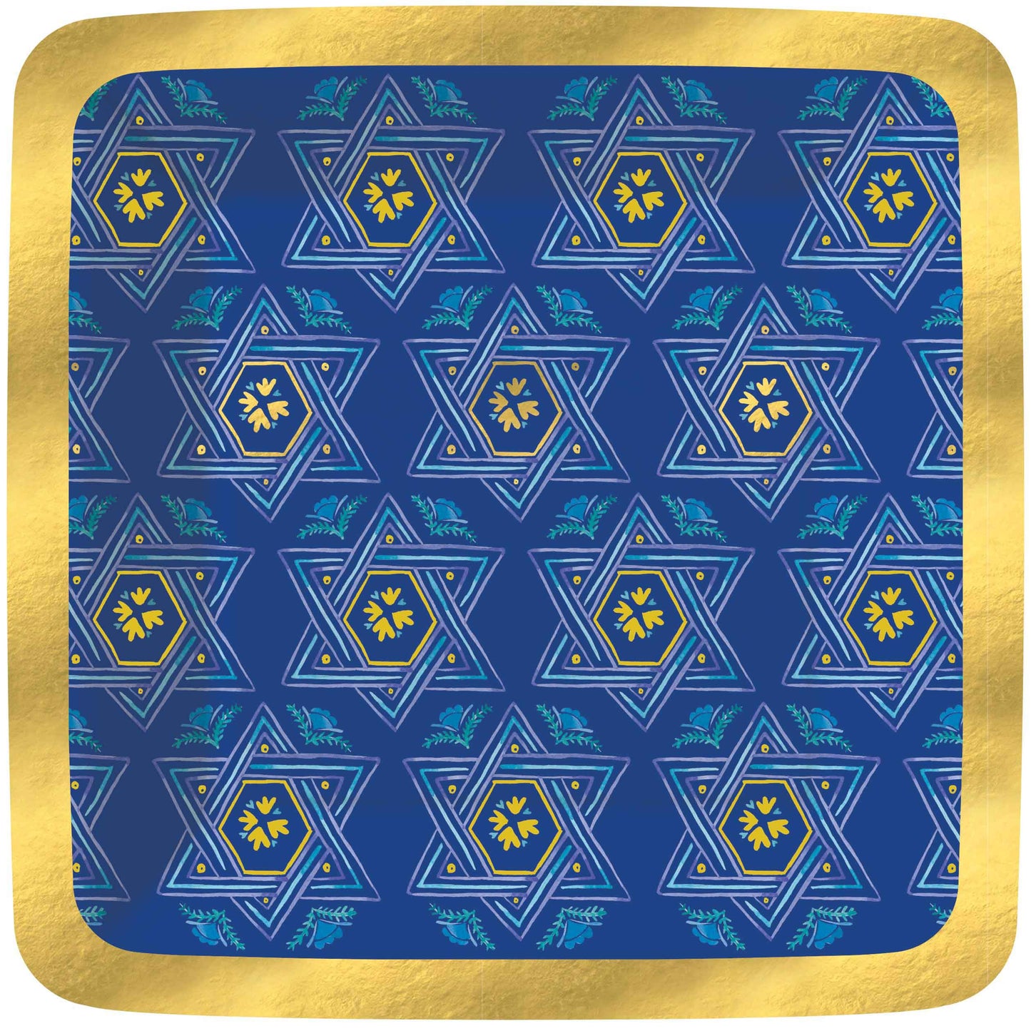 Elegant Hanukkah-Vibrant Paper Dessert Plate