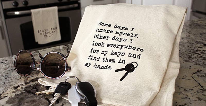 I Amaze Myself With Keys In Hand Flour Sack Tea Towels