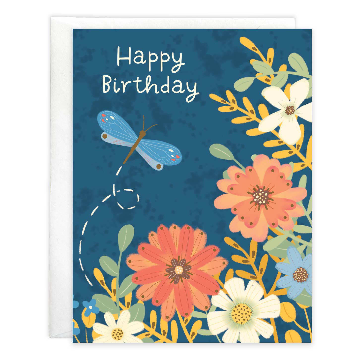 Dragonfly Flowers Birthday Greeting Card