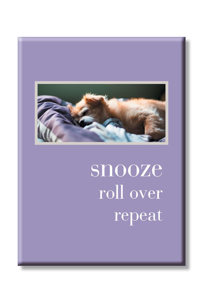 Dog Snoozing in Bed magnet