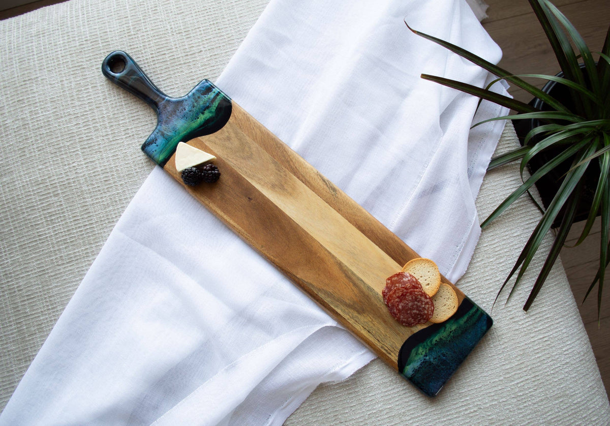 Resin Cheese board / Charcuterie Board - Baguette 5"x24": Onyx