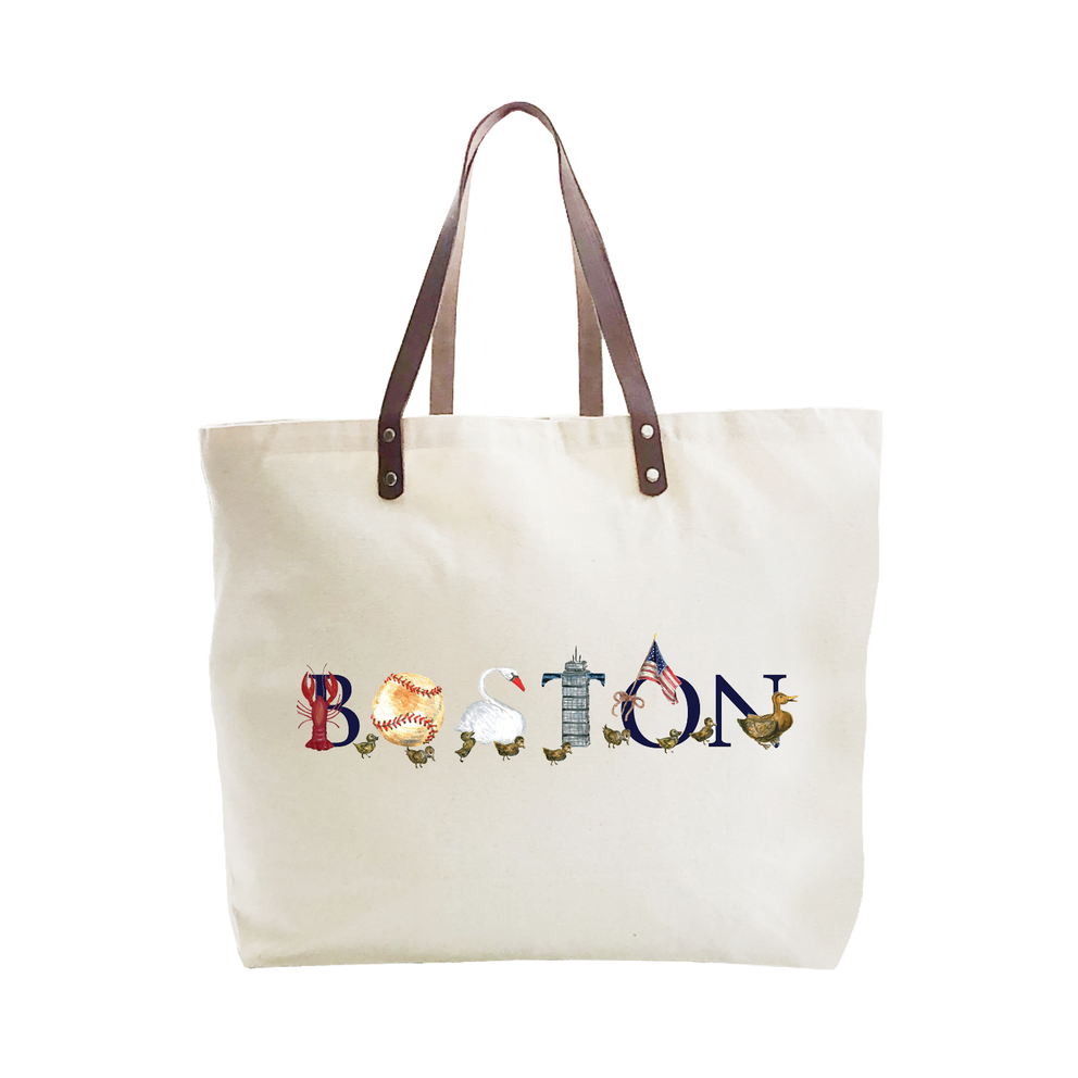 Boston Large Tote Bag with leather handles.
