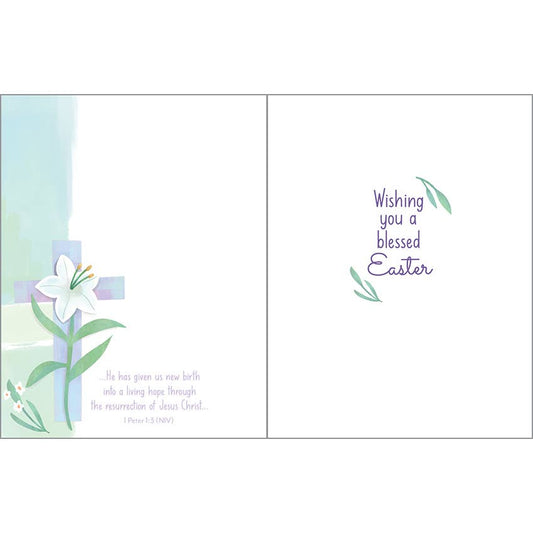 Lily Cross - with scripture Easter Greeting Card