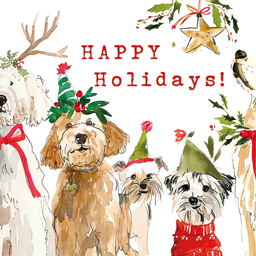 Dogs Holiday Greeting Card 4.5 X 6.25"