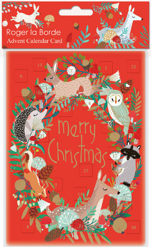 Animal Wreath Advent Calendar Card