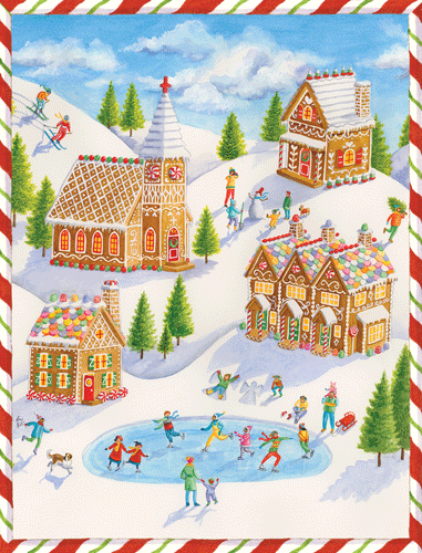 Gingerbread Village Classic Boxed Christmas Cards - includes 15 cards & envelopes
