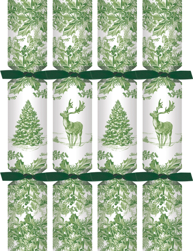 Christmas Toile 10-Inch Christmas Crackers - box of 8