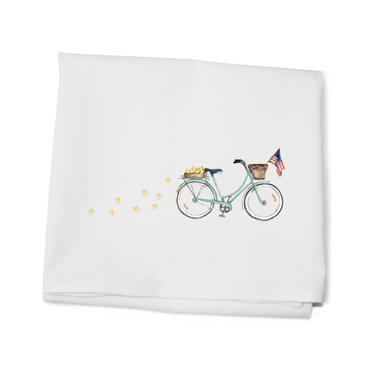 patriotic bike flour sack towel
