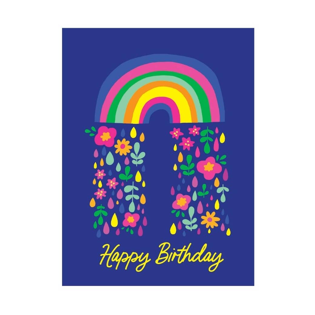 Happy Birthday Rainbow Flowers Birthday Greeting Card