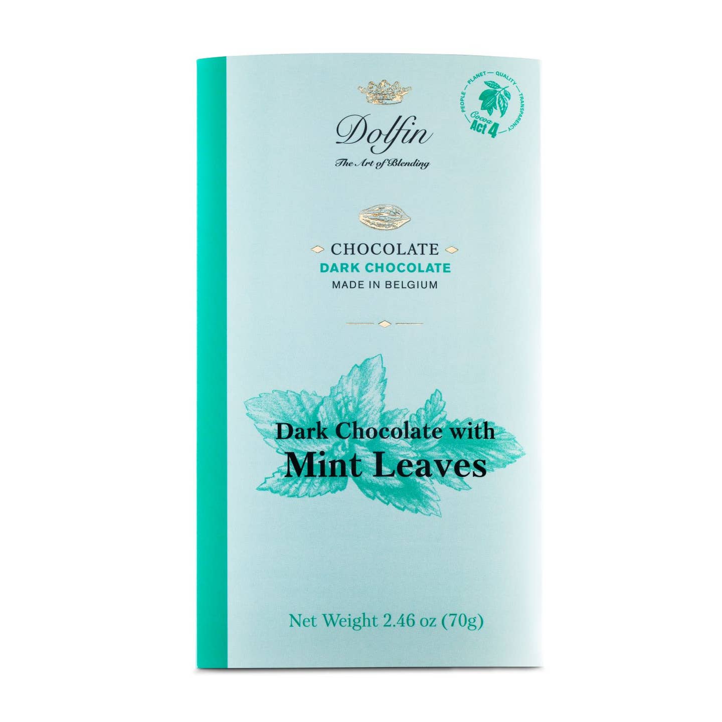 Dark Chocolate Bar with Mint Leaves