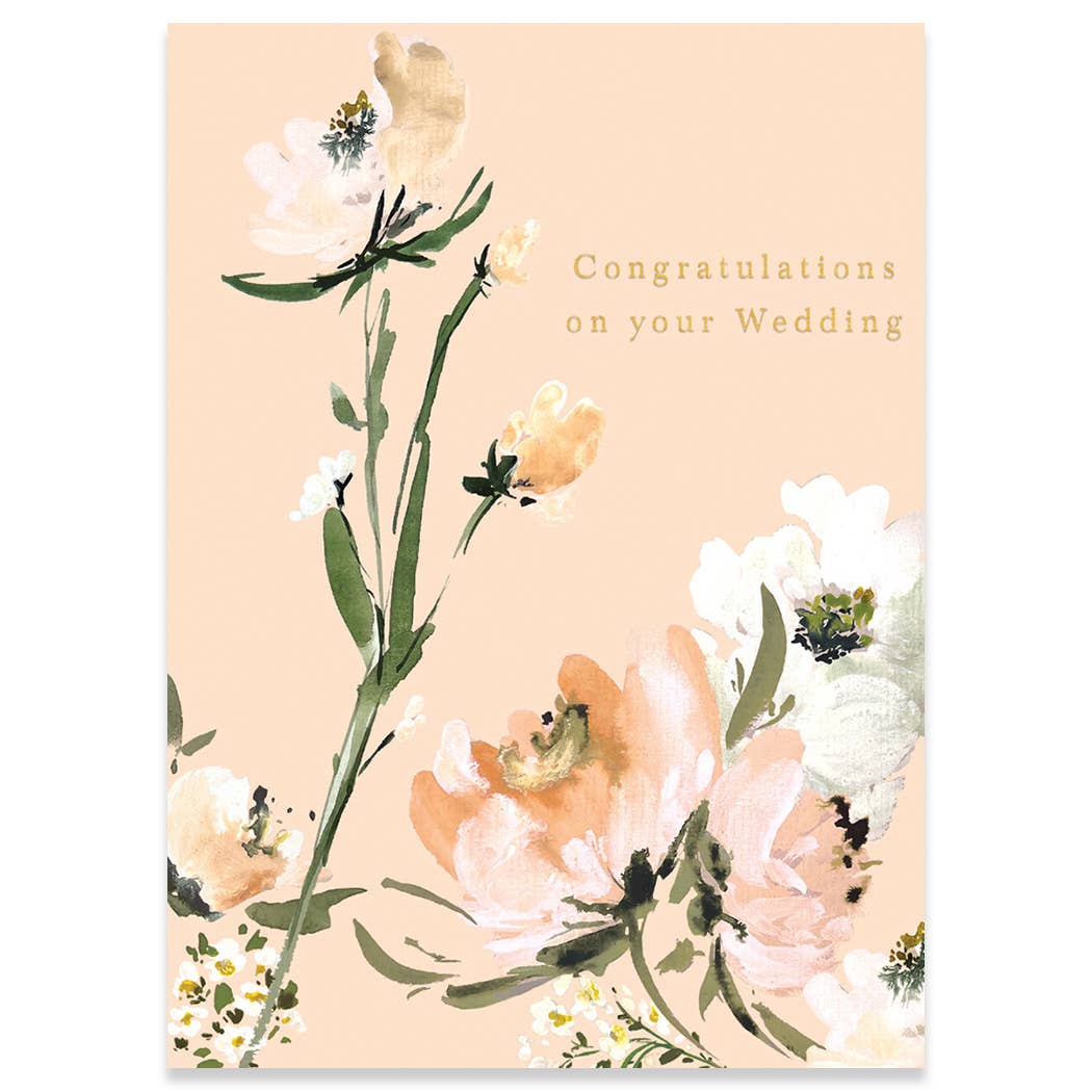 Peach Wedding Greeting Card 4.5 X 6.25"