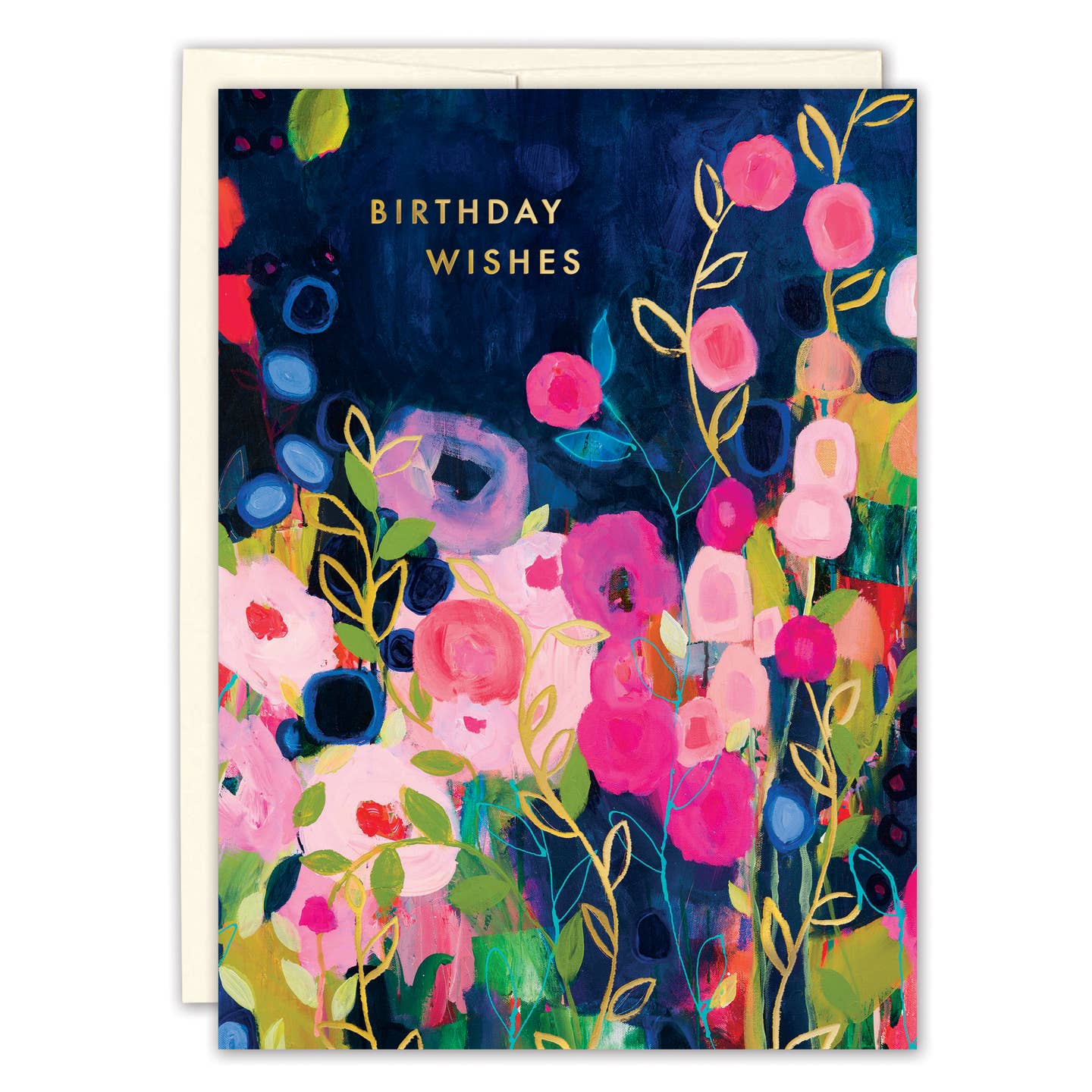 Pink & Blue Flowers Birthday Wishes Card