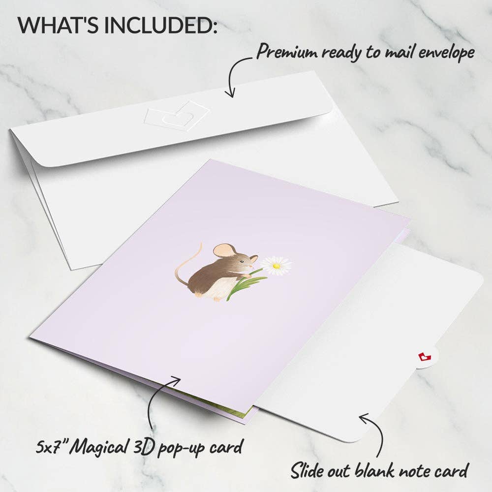 Field Mouse in the Flowers 5*7" Pop-Up Card