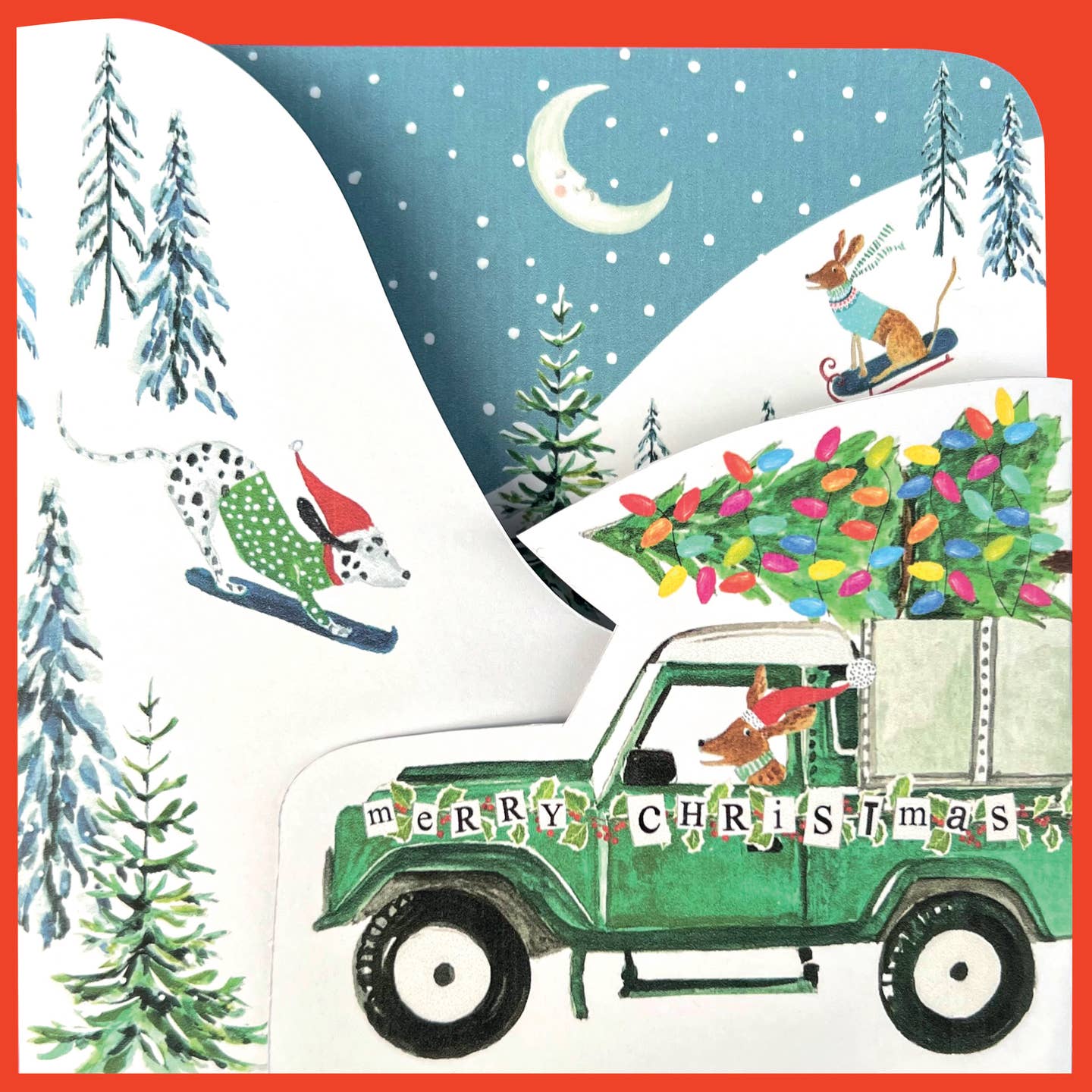 Trifold Holiday Greeting Card Xmas Truck