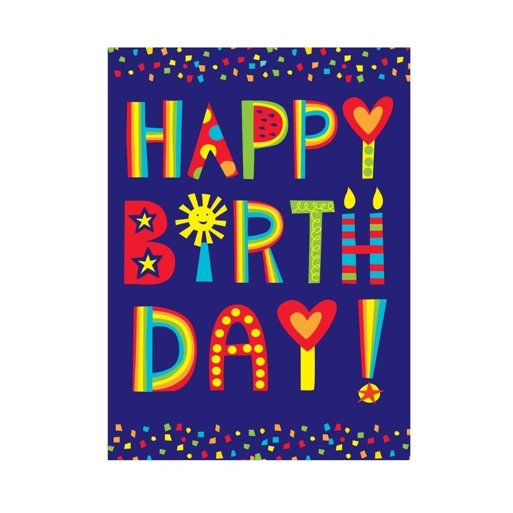 Happy Birthday Greeting Card, Bright Typographic