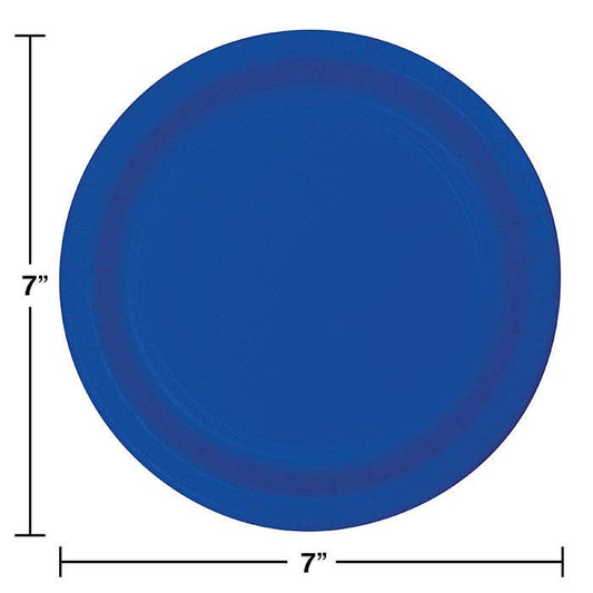 Cobalt Blue Paper 6.75 inch Dessert Plates, 24/Pkg