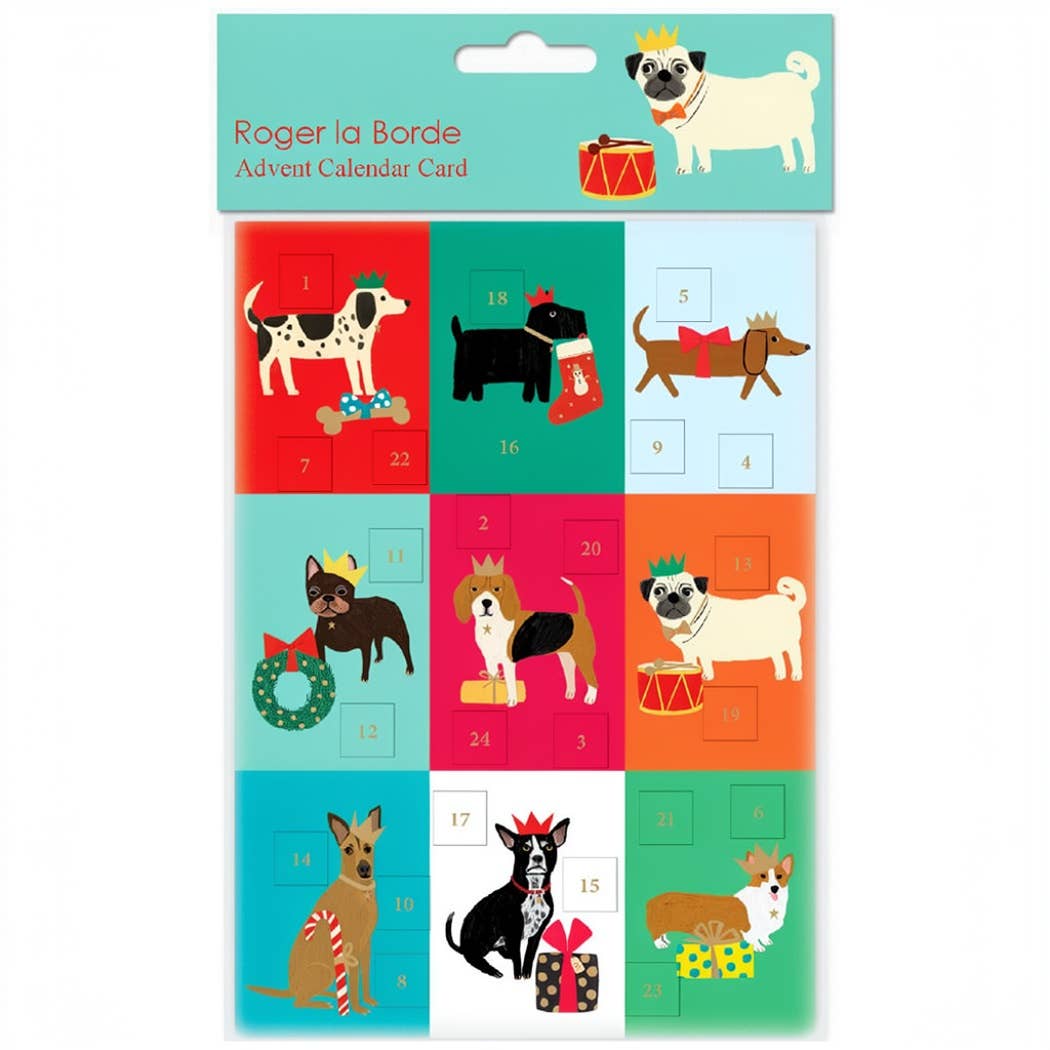 Festive Dog Advent Calendar Christmas Card