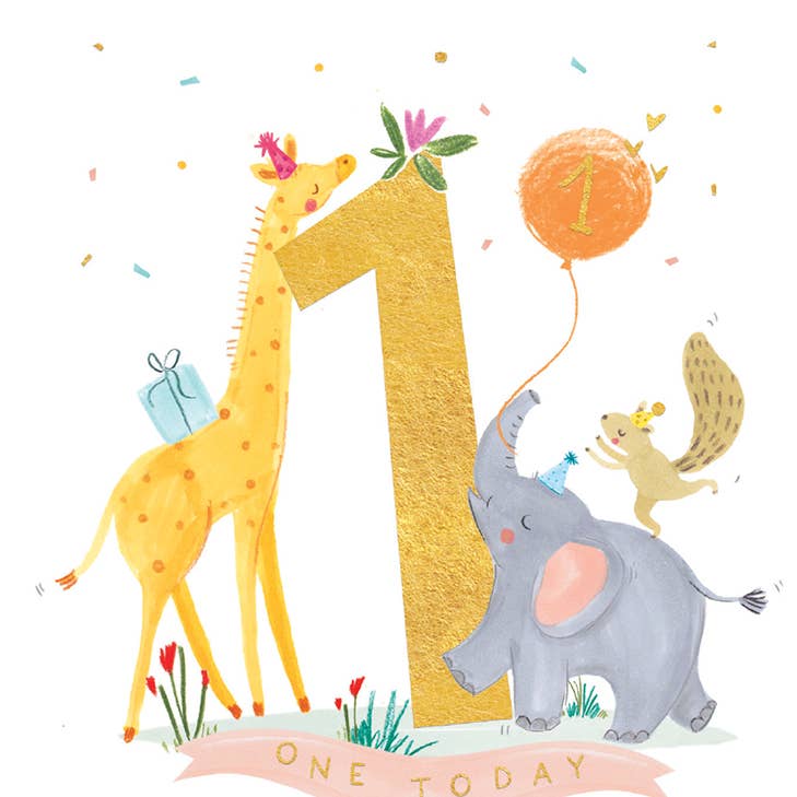 1ST Birthday Animals Age Birthday Greeting Card 4.5 X 6.25