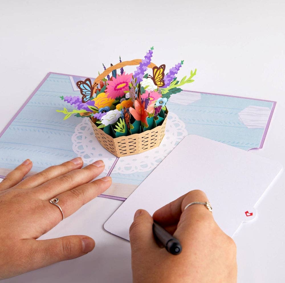 Flower Basket 5''x7'' Card, Pop-Up Cards, Vintage