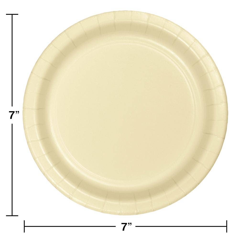 Ivory Paper 6.75 inch Dessert Plates, 24/Pkg