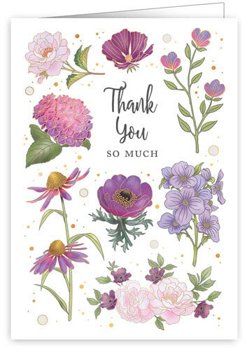 Flowers Purple Thank You Greeting Card