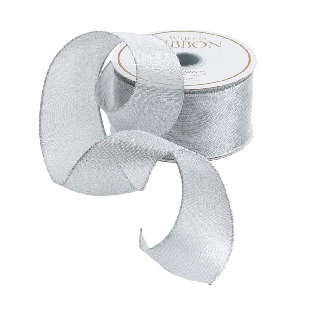 Sheer Silver Wired Ribbon - 9 Yard Spool