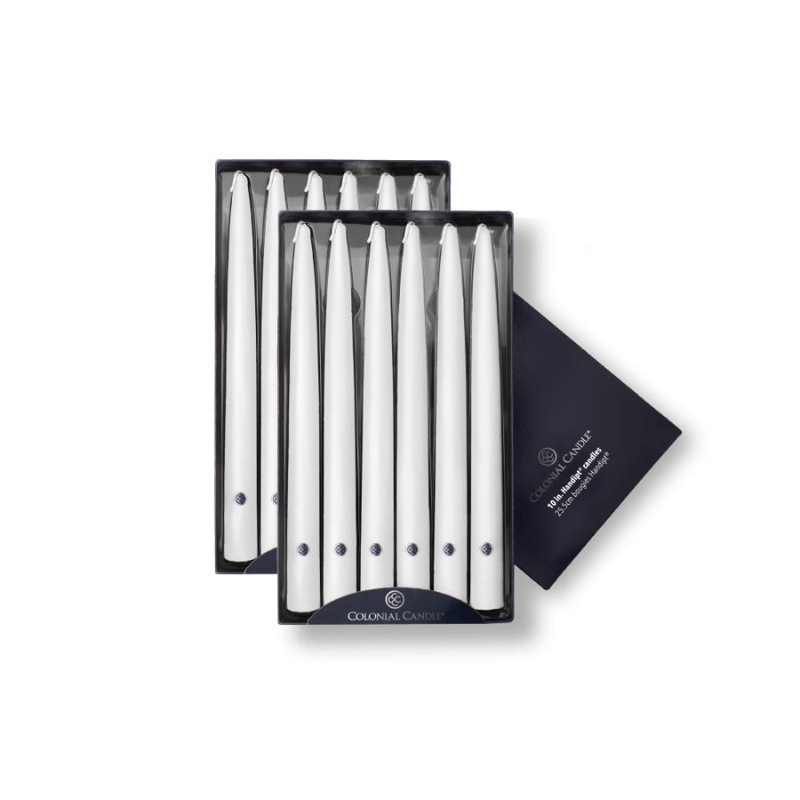 Colonial Candles 10" White Handipt Taper *sold individually