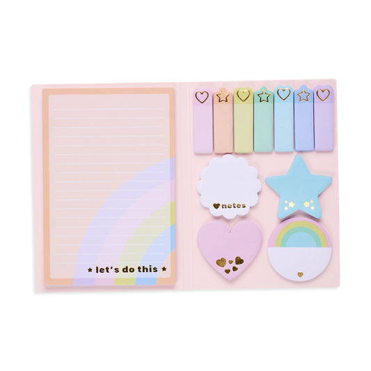 Side Notes Sticky Tab Note Pad - pastel rainbows