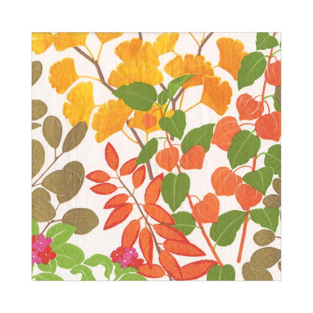 Autumn Gold Luncheon Napkins - White