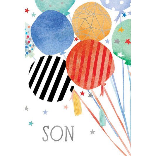 Birthday Son Card Balloons And Stars